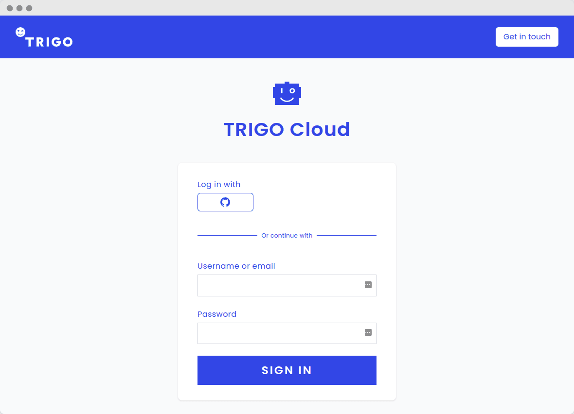 Screenshot of custom login page